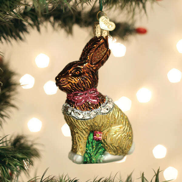 Old World Christmas Chocolate Easter Bunny Blown Glass Ornament