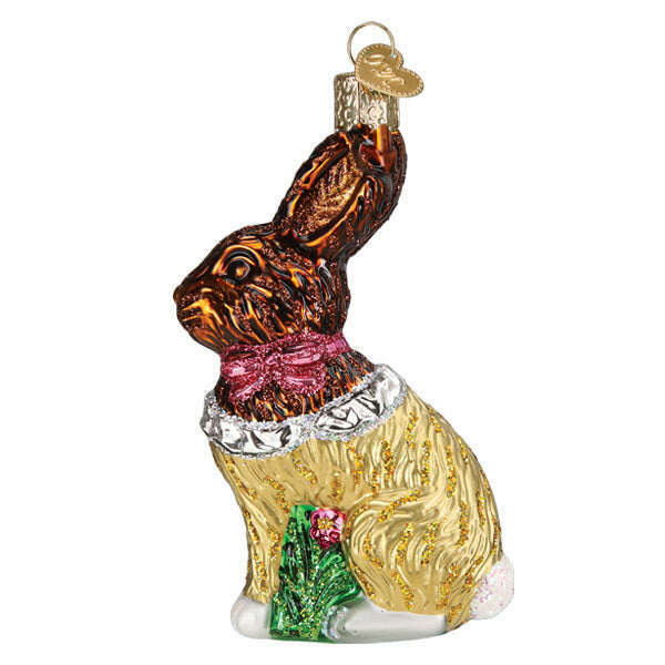Old World Christmas Chocolate Easter Bunny Blown Glass Ornament