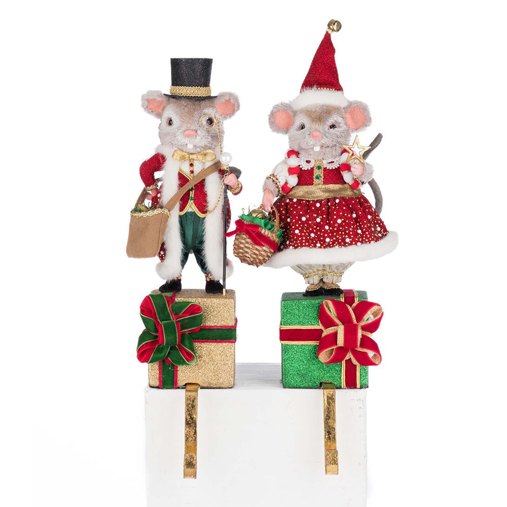 Christmas Ball Mouse Stocking Holder Assortment of 2 by Katherine's Collection image