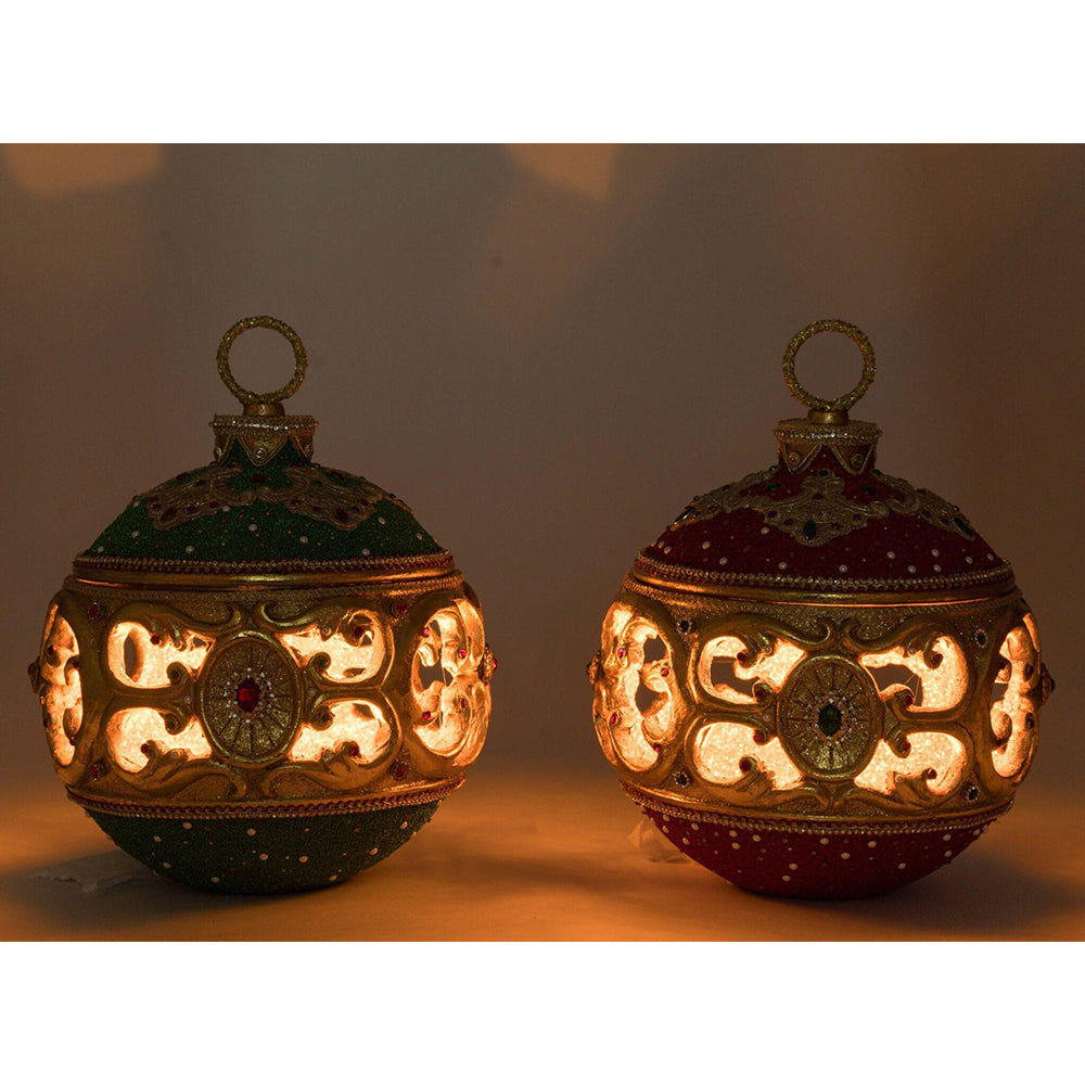 Christmas Ball Tabletop Ornament with Tea Light Assortment of 2 by Katherine's Collection image 1