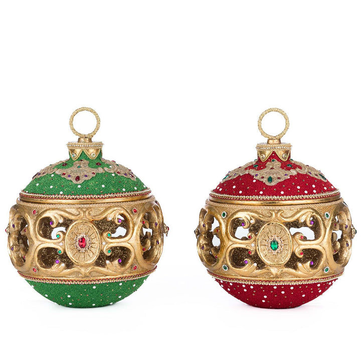 Christmas Ball Tabletop Ornament with Tea Light Assortment of 2 by Katherine's Collection image