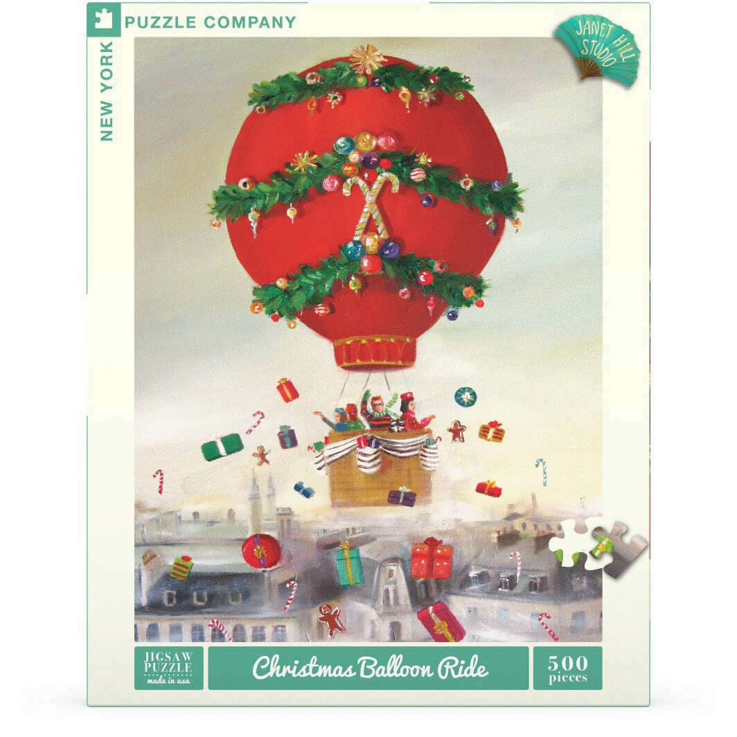 Christmas Balloon Ride Puzzle Featuring Artwork of Janet Hill