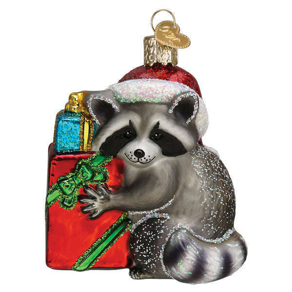 Old World Christmas Christmas Bandit Raccoon Blown Glass Ornament