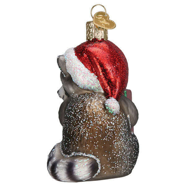 Old World Christmas Christmas Bandit Raccoon Blown Glass Ornament