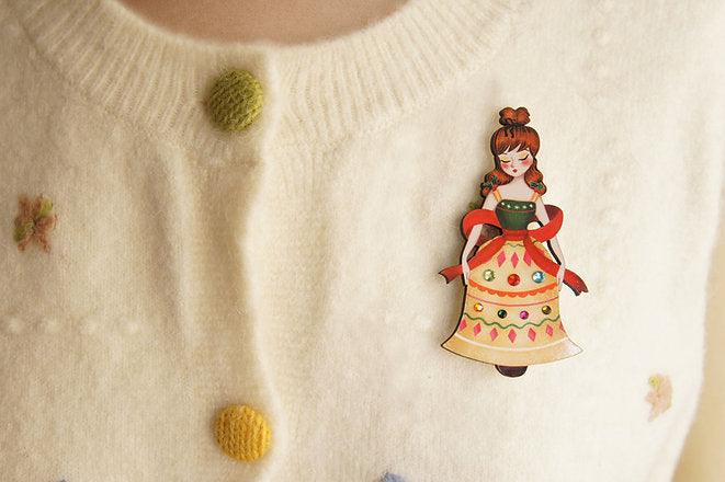 Christmas Bell Girl Brooch by LaliBlue - Quirks!