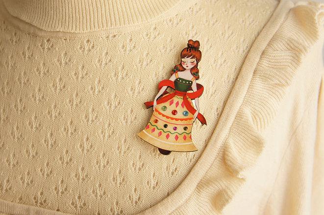 Christmas Bell Girl Brooch by LaliBlue - Quirks!