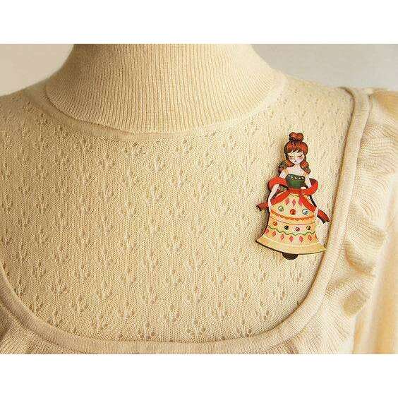 Christmas Bell Girl Brooch by LaliBlue - Quirks!