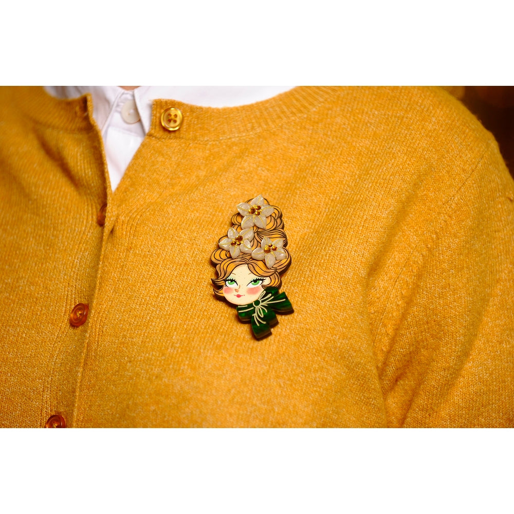 Christmas Blonde Hair Brooch with Earring Set by Laliblue 1