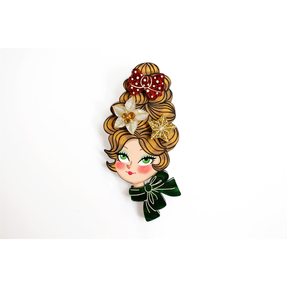 Christmas Blonde Hair Brooch with Earring Set by Laliblue 2
