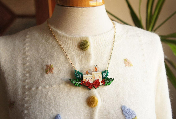 Christmas Candles Statement Necklace by Laliblue - Quirks!