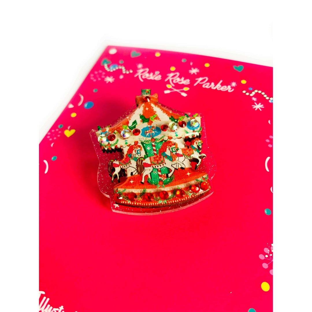 Christmas Carousel Brooch by Rosie Rose Parker