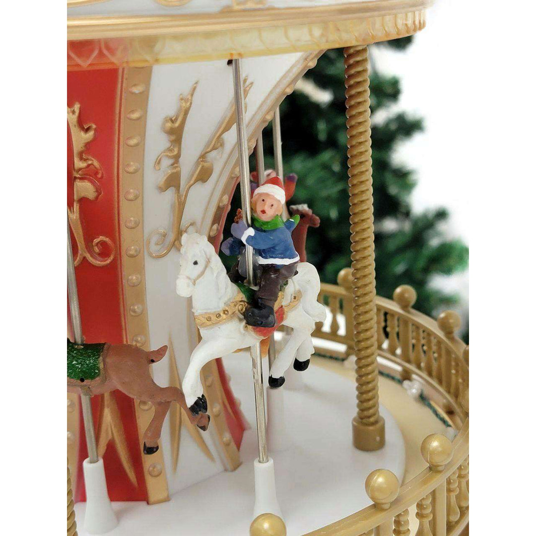 Christmas Carousel Decoration. Animated Christmas Village F07M4-10