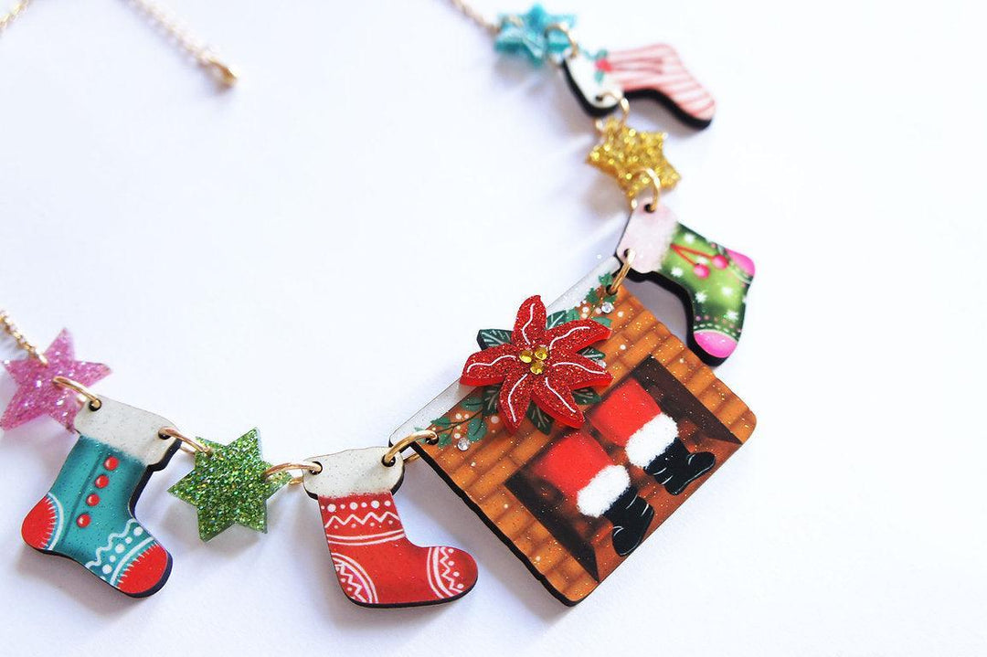 Christmas Chimney with Stockings Necklace by Laliblue - Quirks!