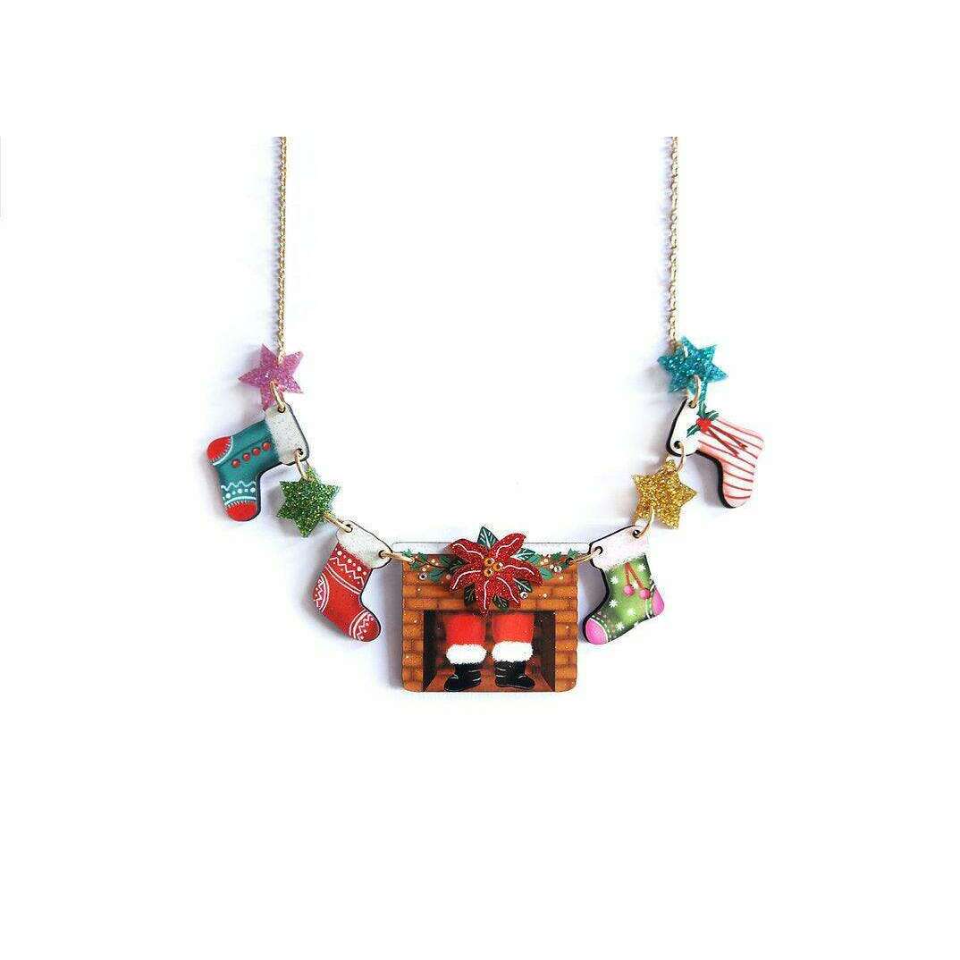 Christmas Chimney with Stockings Necklace by Laliblue - Quirks!