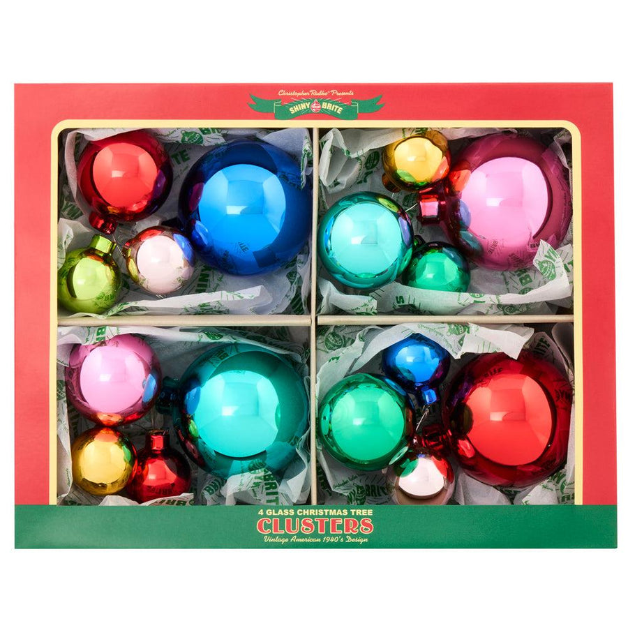 Christmas Confetti 8 Count 4Pc 1.25", 1.75" & 2.5" Clusters by Shiny Brite 