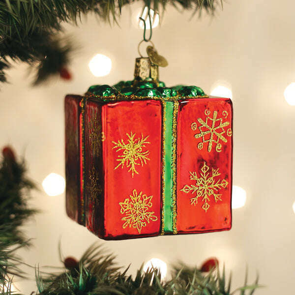 Old World Christmas Christmas Gift Box Blown Glass Ornament