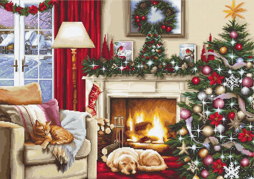 Christmas interior B591L Counted Cross-Stitch Kit