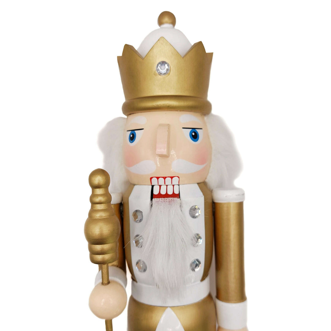 Christmas Nutcracker the Staffbearer. Wizardi Classic Wooden Festive Decoration F07M14-45-N01315B