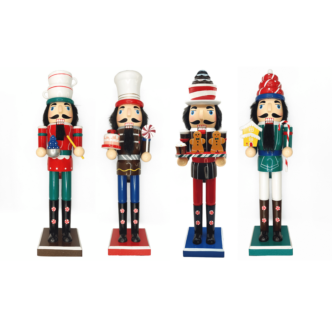 Christmas Nutcracker with Cake. Wizardi Classic Wooden Festive Decoration F07M14-41-N01058B