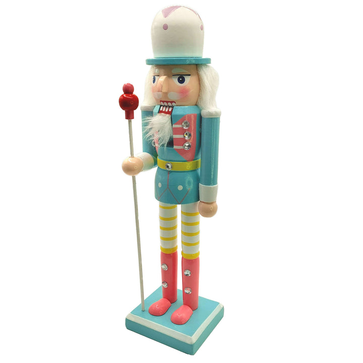 Christmas Nutcracker. Wizardi Classic Wooden Festive Decoration F07M14-30-N01703 green stand