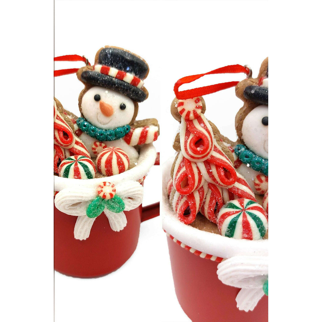 Christmas Ornament - Cup with Snowman. Wizardi Festive Decoration F07-N2-19-DAA101B