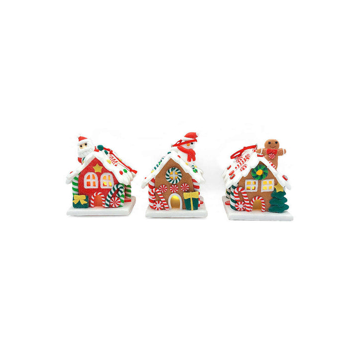 Christmas Ornament - Gingerbread Snow House with Santa. Wizardi Festive Decoration F07-N2-18-EE403A
