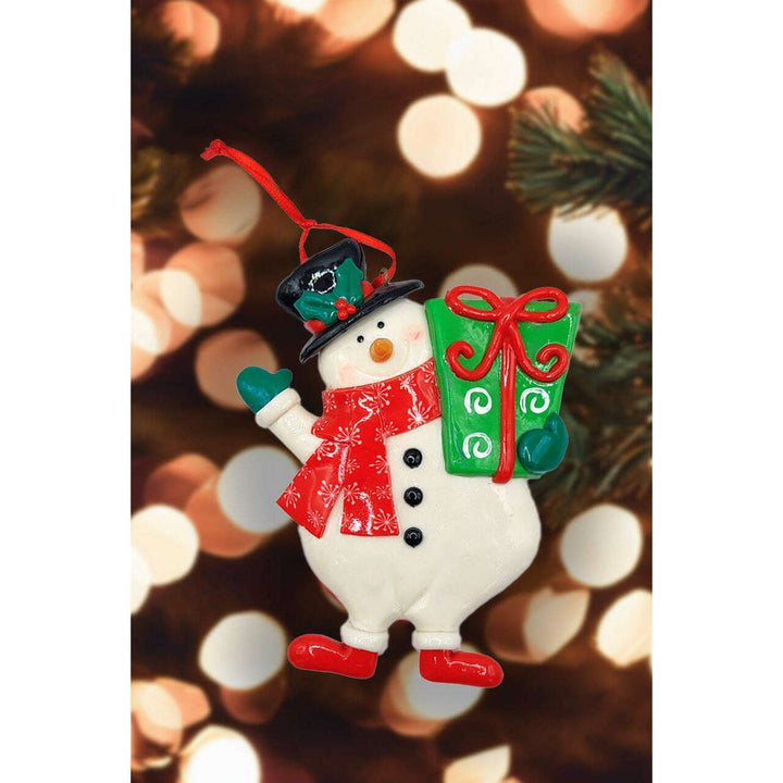 Christmas Ornament - Gloss Gingerbread y  Snowman. Wizardi Festive Decoration F07-N2-13-SEE203B