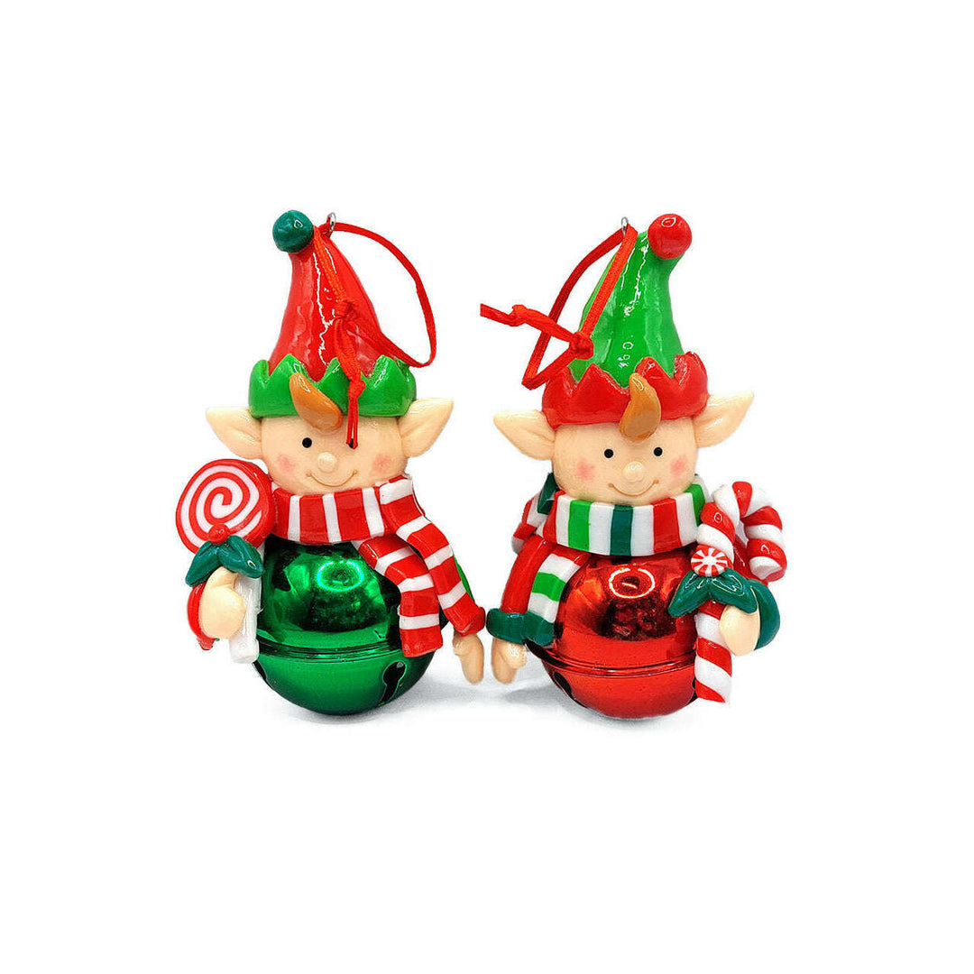 Christmas Ornament -  Glossy Gingerbread Elf with Candy Cane. Wizardi Festive Decoration F07-N2-17-E2506B