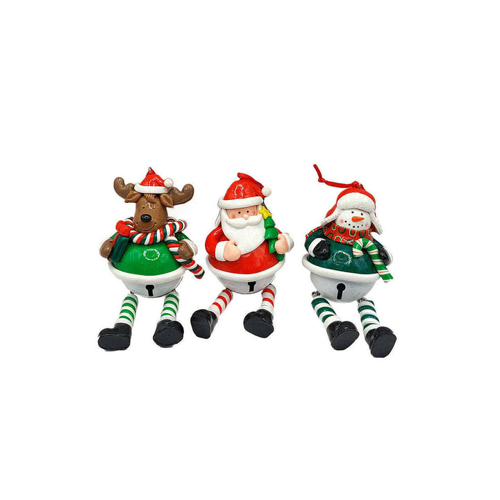 Christmas Ornament - Glossy Gingerbread Reindeer with Dangling Legs and Bell. Wizardi Festive Decoration F07-N2-15-SBB004C