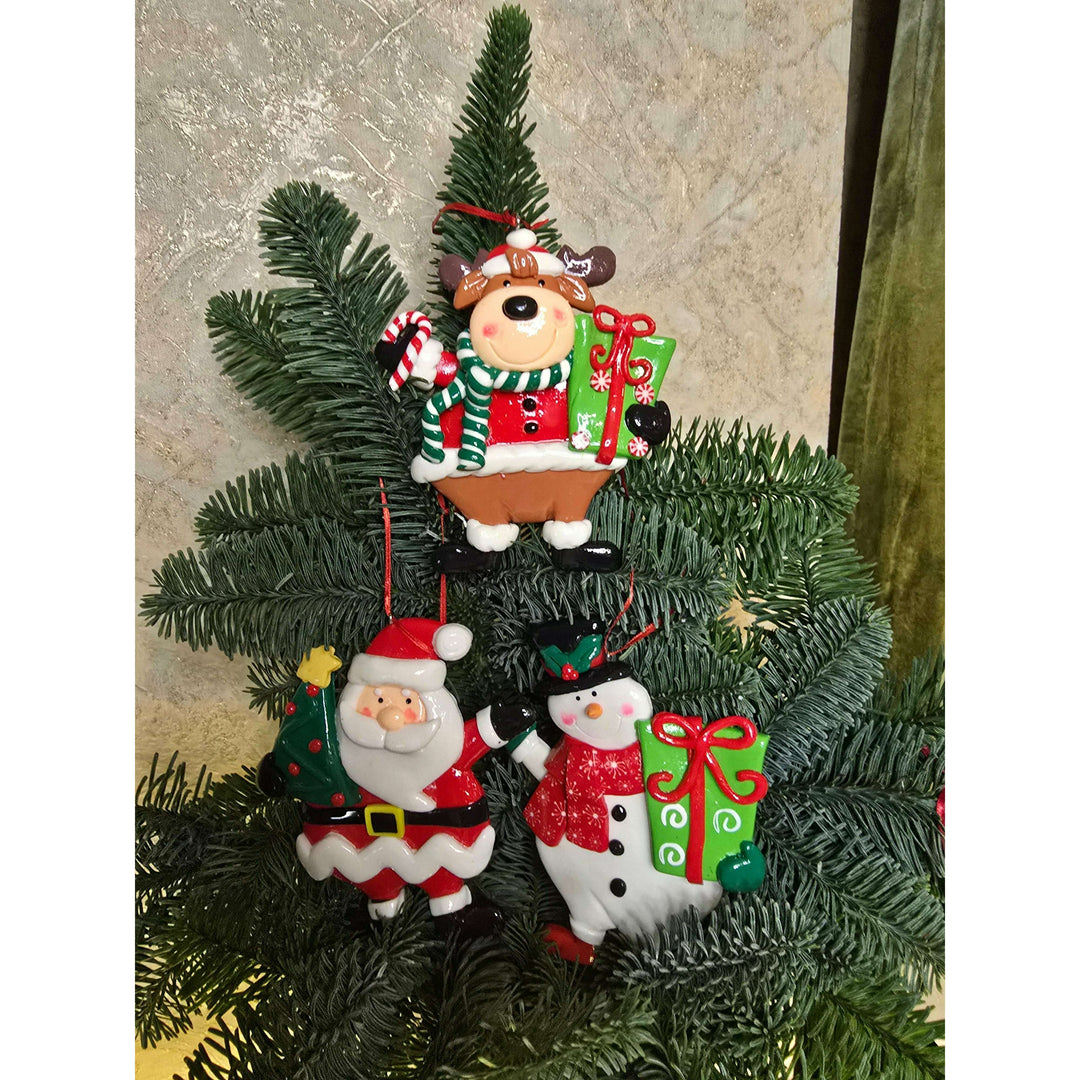 Christmas Ornament - Glossy Gingerbread Reindeer. Wizardi Festive Decoration F07-N2-13-SEE203C