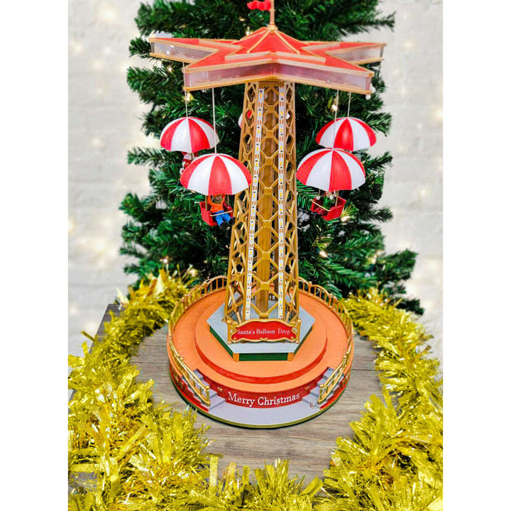 Christmas Parachute Tower. Animated Christmas Village F07M4-8-W201 Christmas Carousel