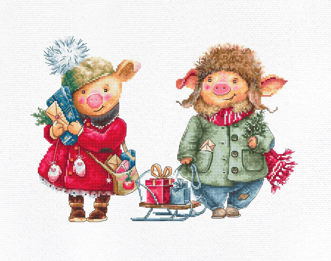 Christmas pigs B1161L Counted Cross-Stitch Kit