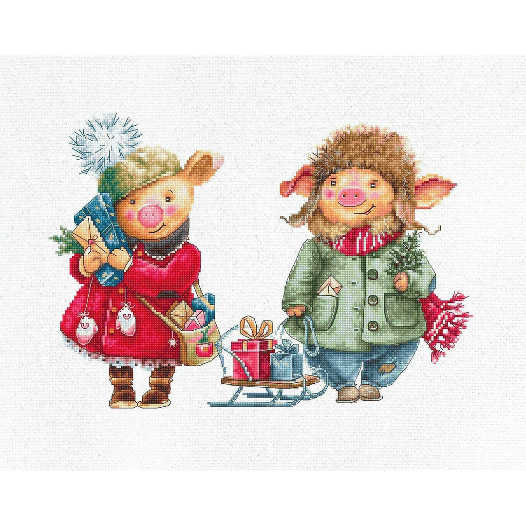 Christmas pigs B1161L Counted Cross-Stitch Kit