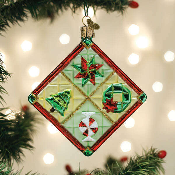 Old World Christmas Quilt Blown Glass Ornament