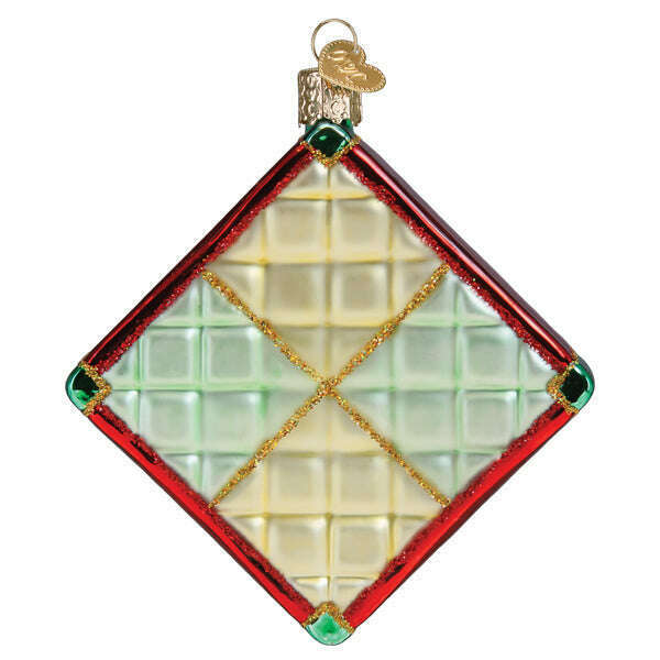 Old World Christmas Quilt Blown Glass Ornament