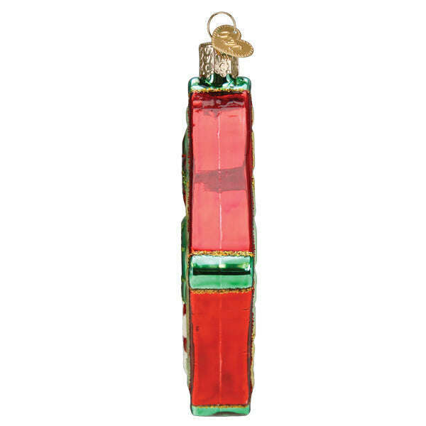 Old World Christmas Quilt Blown Glass Ornament