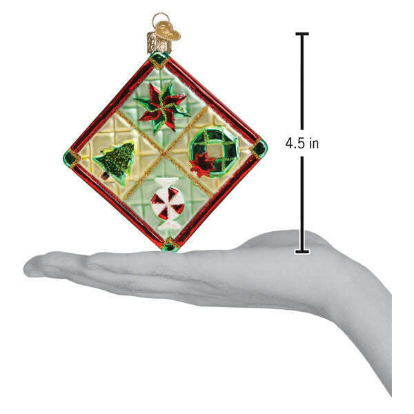 Old World Christmas Quilt Blown Glass Ornament