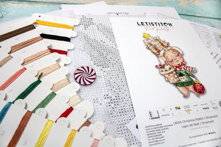 Christmas Rabbit/Ornament L8056 Counted Cross Stitch Kit