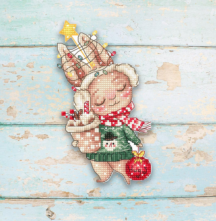 Christmas Rabbit/Ornament L8056 Counted Cross Stitch Kit