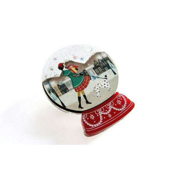 Christmas Shopping Snow Globe Brooch by Laliblue - Quirks!