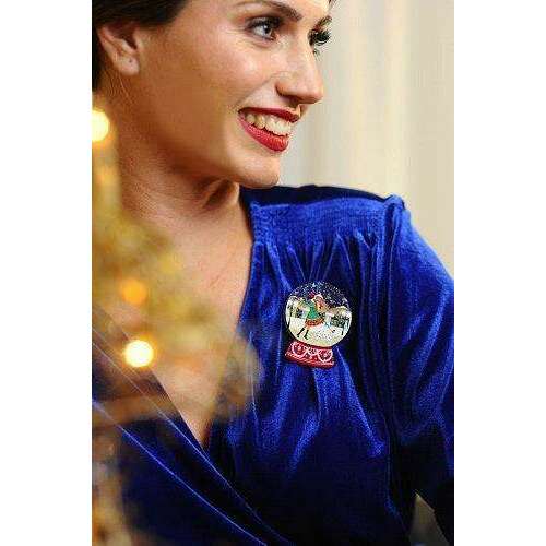Christmas Shopping Snow Globe Brooch by Laliblue - Quirks!