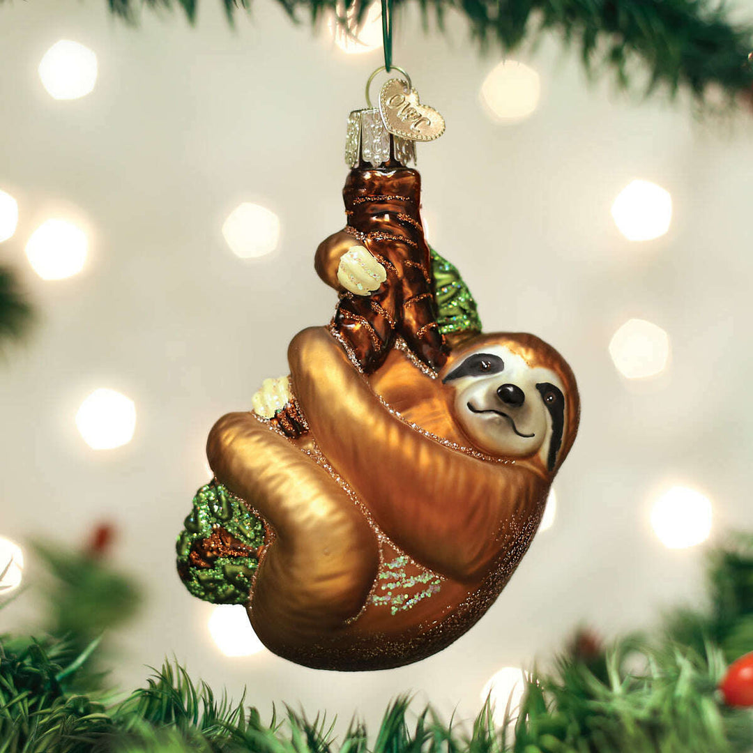Old World Christmas Sloth Blown Glass Ornament