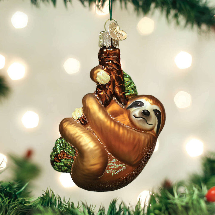 Old World Christmas Sloth Blown Glass Ornament