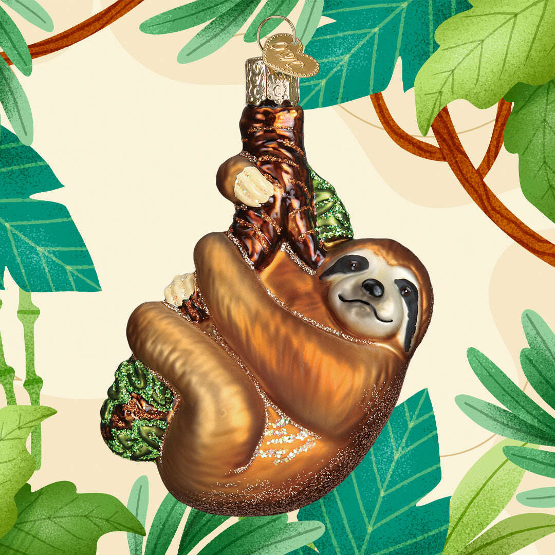 Old World Christmas Sloth Blown Glass Ornament