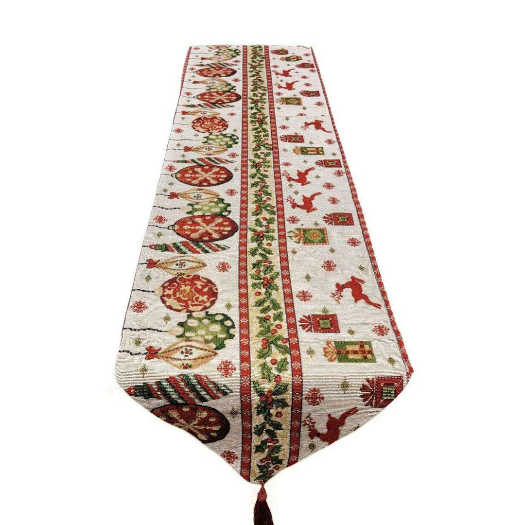 Christmas Table Runner with Holiday Icons F07M5-8A