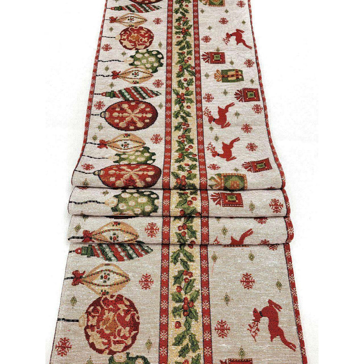 Christmas Table Runner with Holiday Icons F07M5-8A