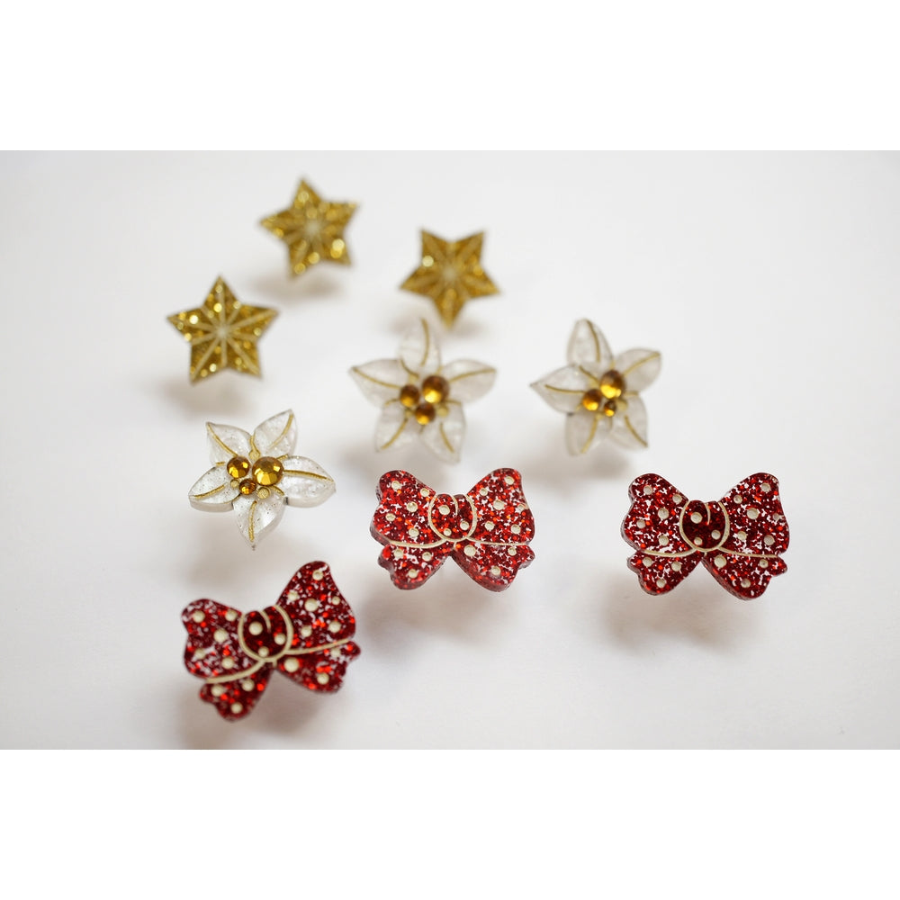 Christmas-Themed Brunette Hair Brooch with Earring Set by Laliblue 10