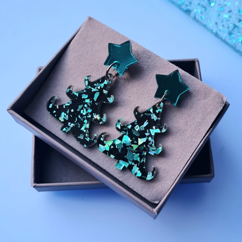 Christmas Tree Dangle Earrings by Cherryloco Jewellery 5