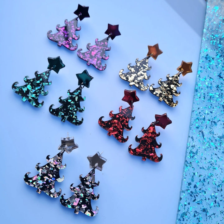 Christmas Tree Dangle Earrings by Cherryloco Jewellery