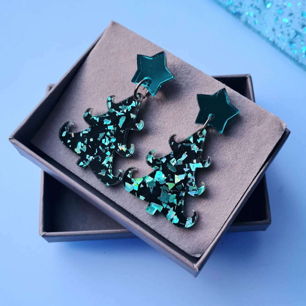Christmas Tree Dangle Earrings by Cherryloco Jewellery 5